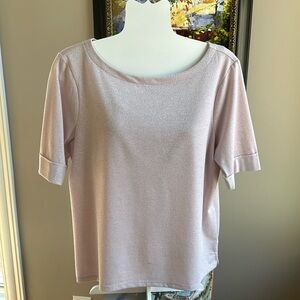 Chicos Top Spring/Summer Sz Large (Chicos 2) Light Pink/Silver Metallic Shimmer